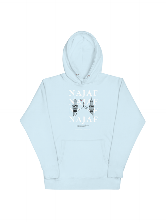 "Najaf" Hoodie: Sky Blue & White