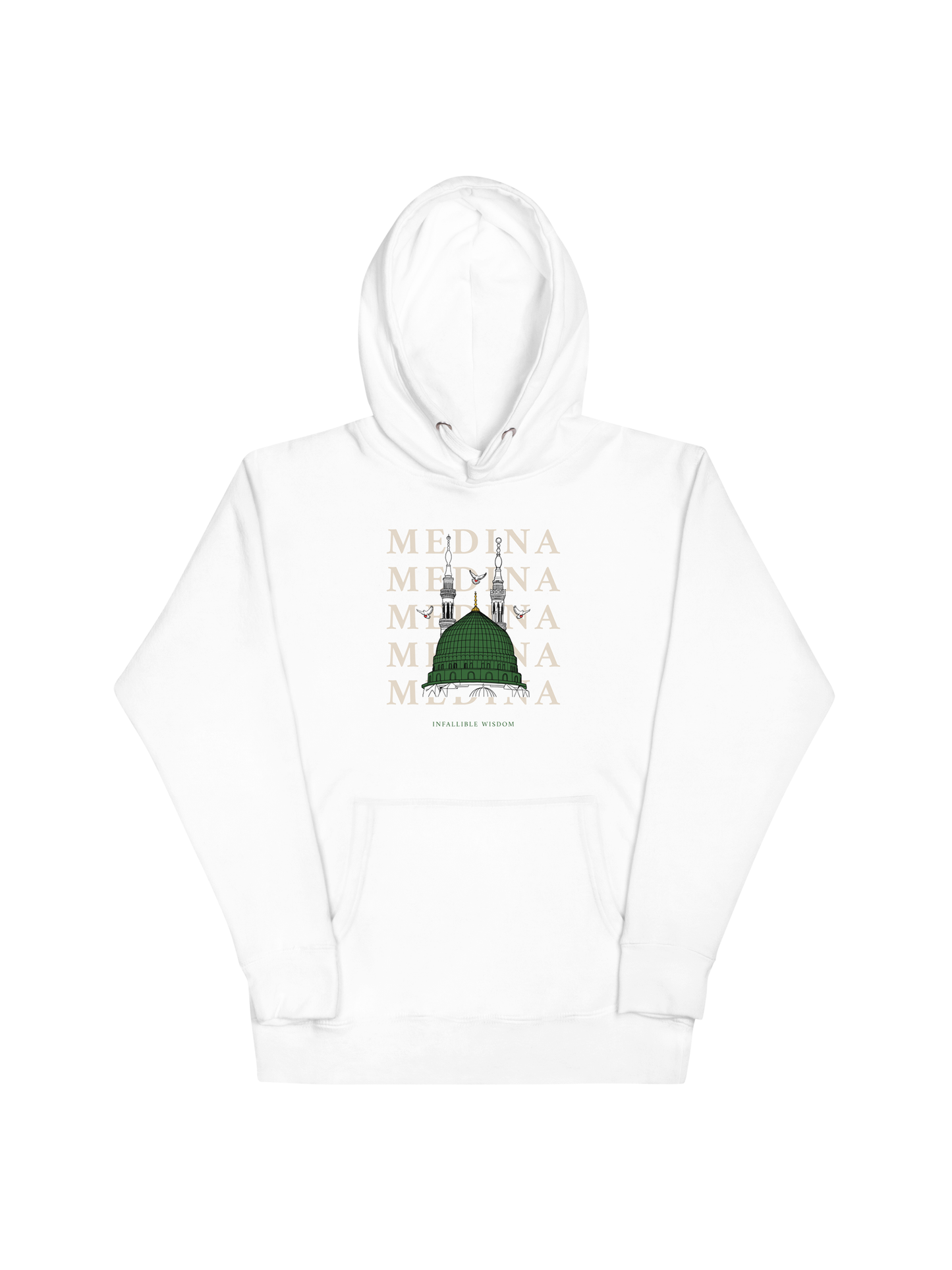 "Medina" Green Dome Hoodie: White