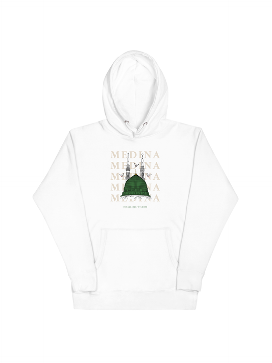 "Medina" Green Dome Hoodie: White