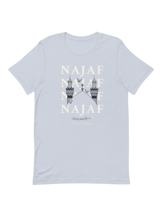 "Najaf" Classic Tee: Light Blue & White