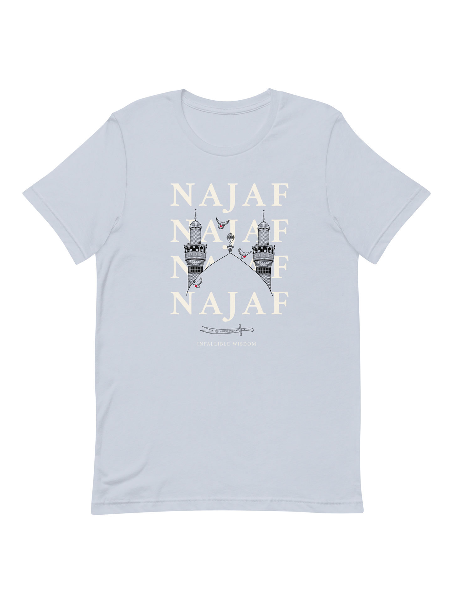 "Najaf" Classic Tee: Light Blue & White