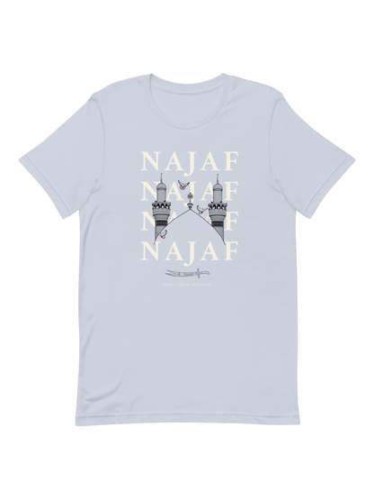 "Najaf" Classic Tee: Light Blue & White