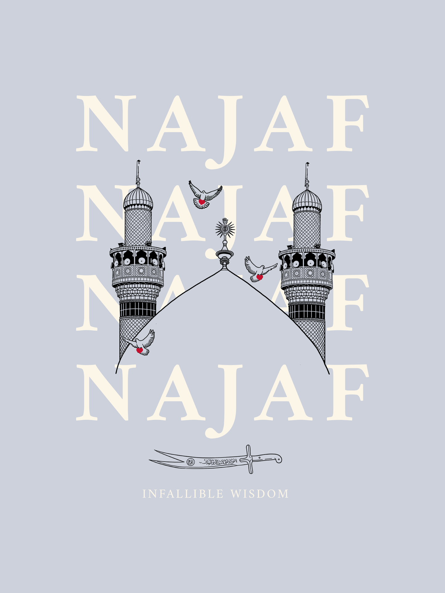 "Najaf" Classic Tee: Light Blue & White