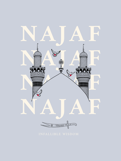 "Najaf" Classic Tee: Light Blue & White