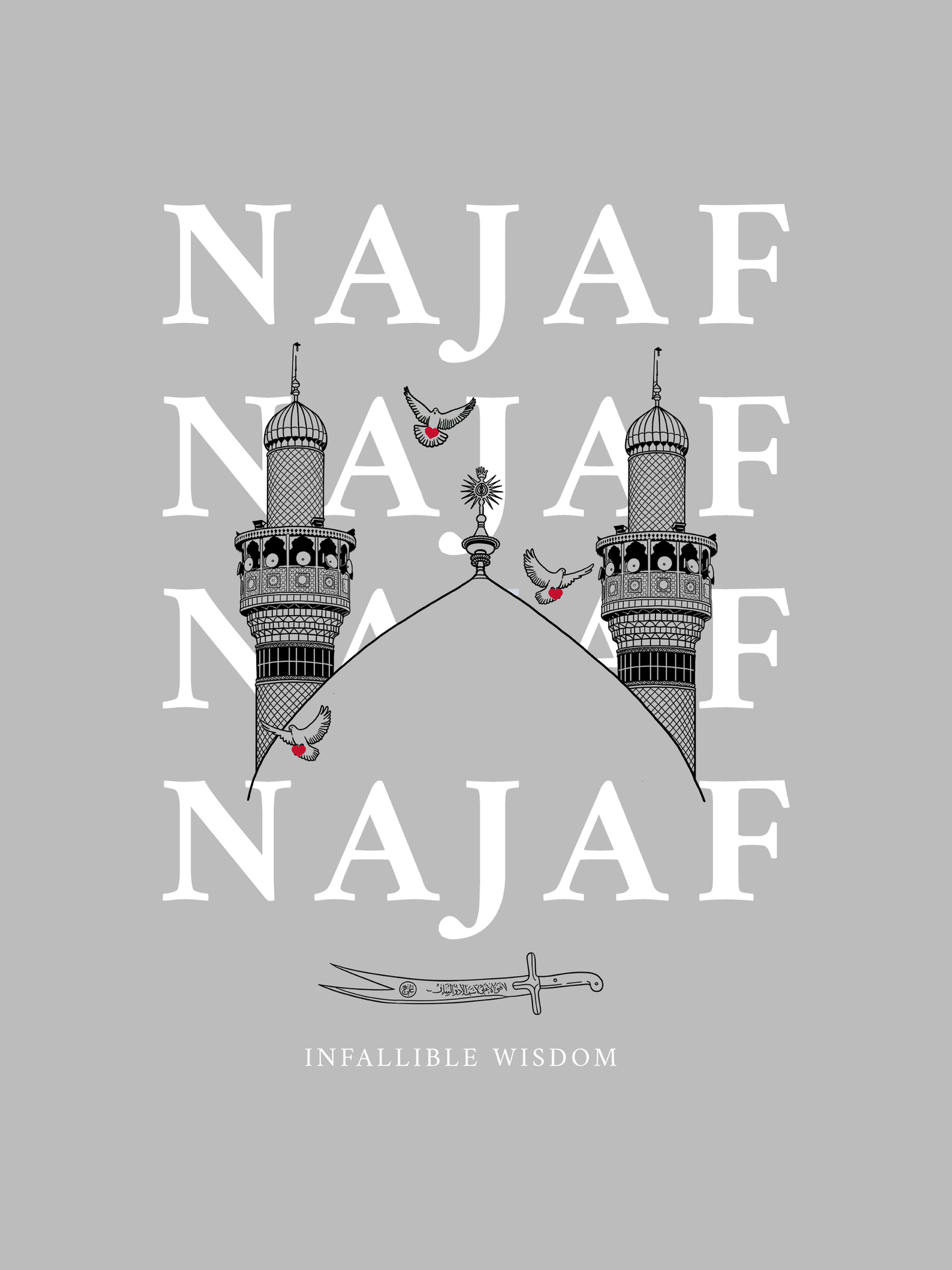 "Najaf" Long Sleeve: Grey & White