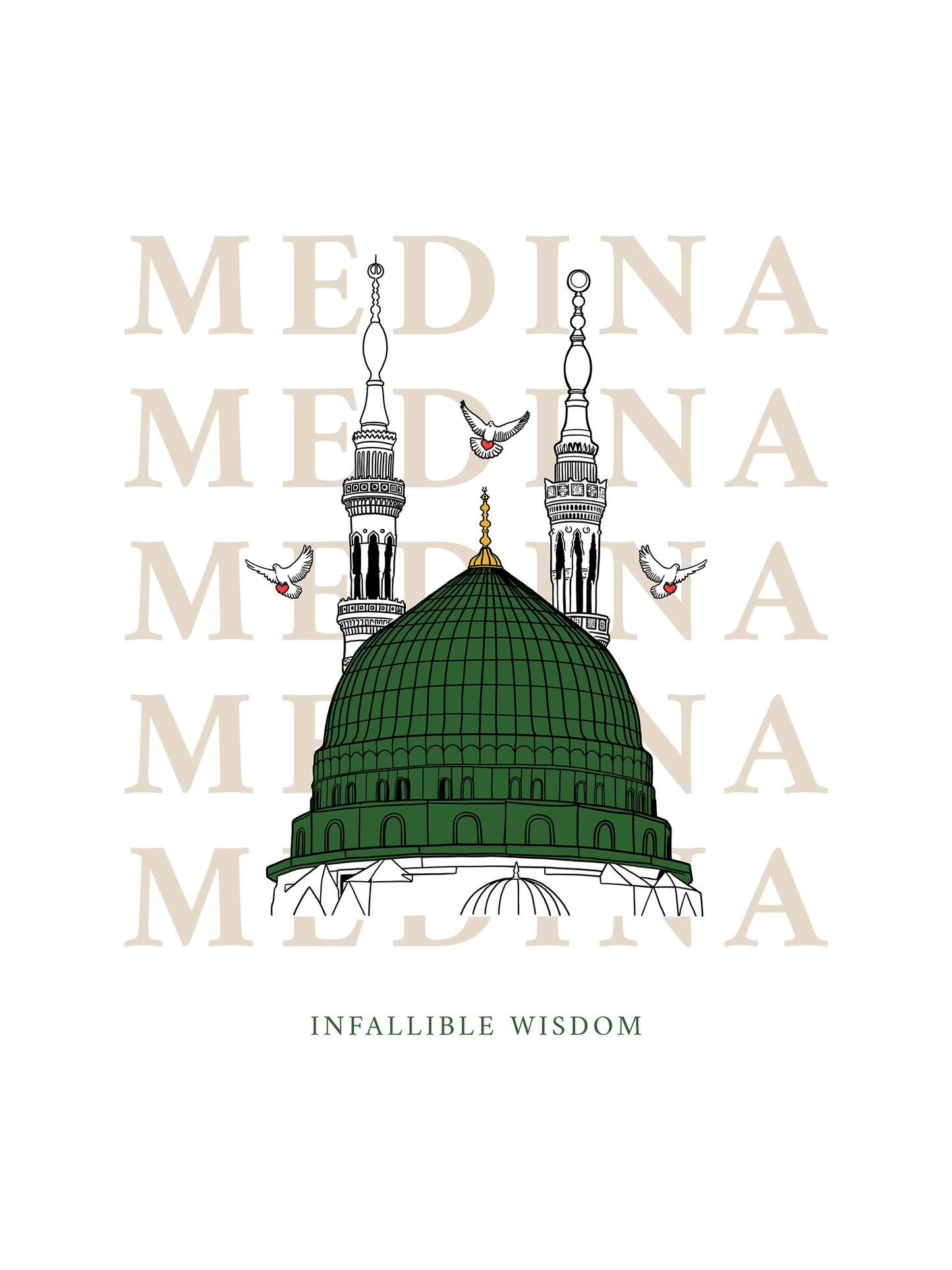 "Medina" Green Dome Long Sleeve: White