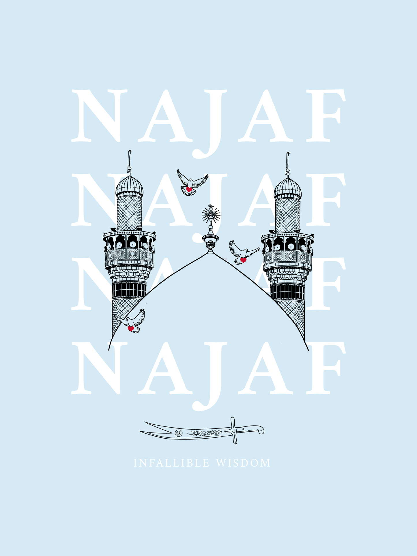 "Najaf" Hoodie: Sky Blue & White