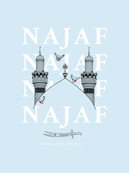 "Najaf" Hoodie: Sky Blue & White